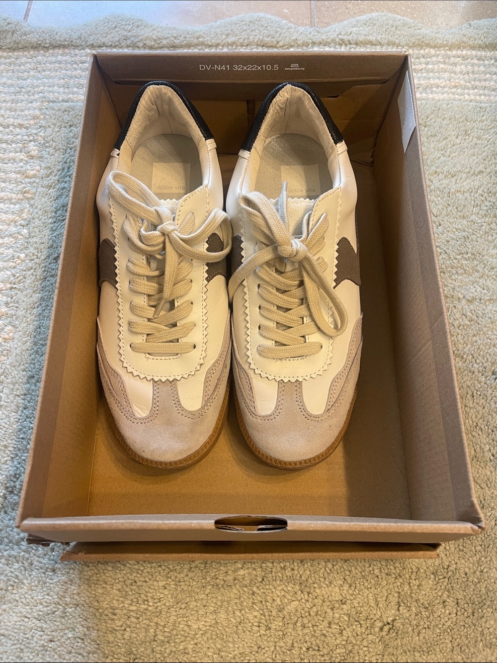 Dolce Vita White and Gray Leather Sneakers